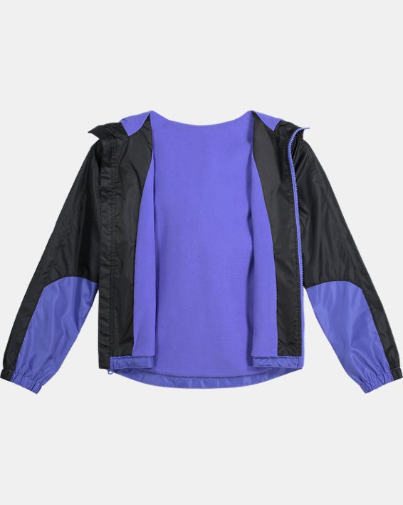 Girls' UA Manataug Windbreaker Jacket, Black, pdpMainDesktop image number 1